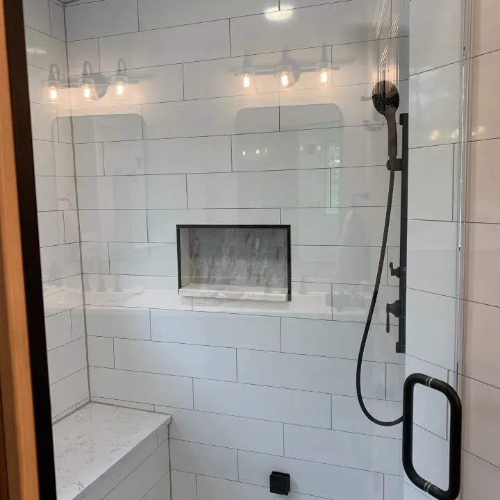 white tile in shower